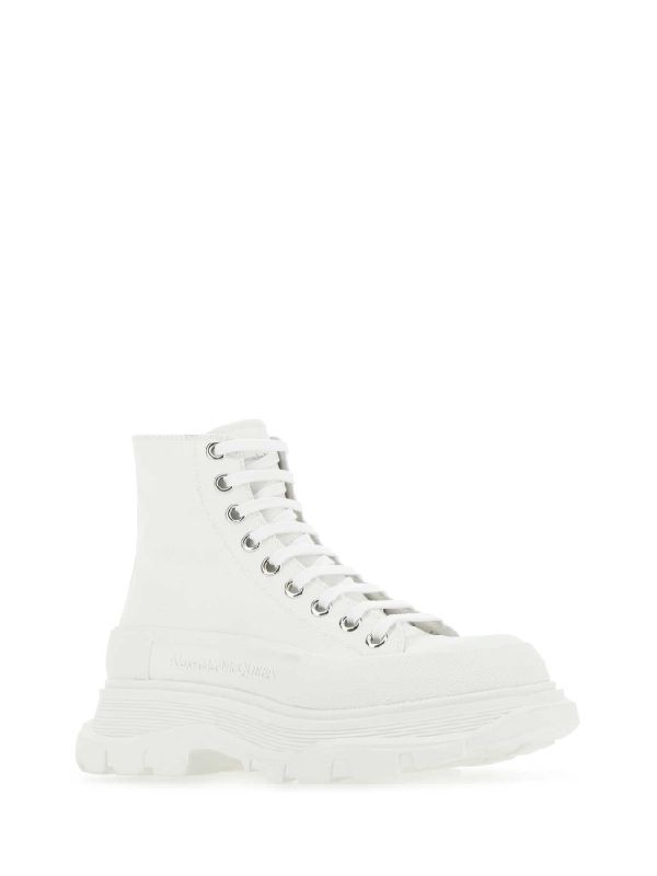 White Canvas Tread Slick Sneakers