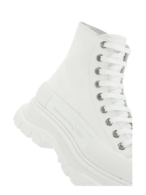 White Canvas Tread Slick Sneakers