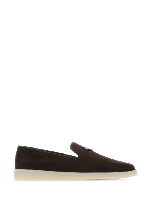 Triangle Logo Suede Loafers