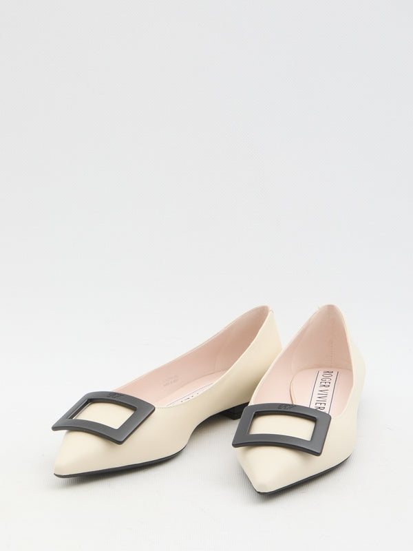 Gommecttine Buckle Leather Flat Shoes