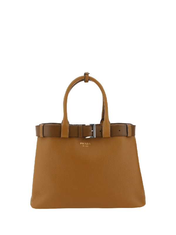 PRADA - Belt Detail Leather Large Tote Bag - Jente