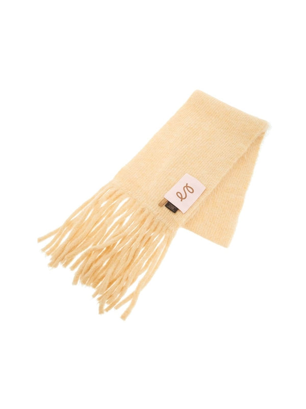 Fuzzy Logo Label Fringe Alpaca Muffler