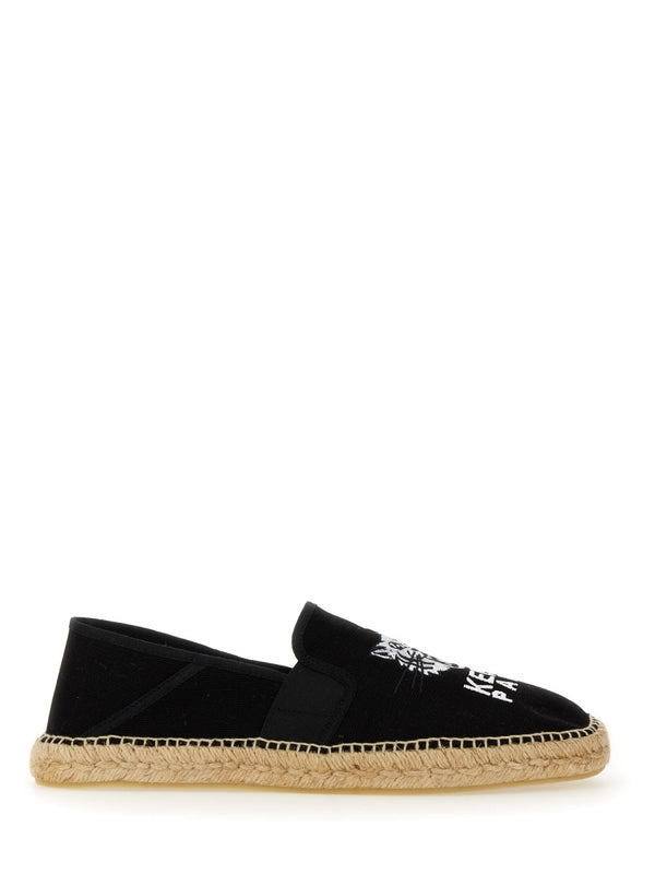 Logo Embroidered Cotton Espadrilles