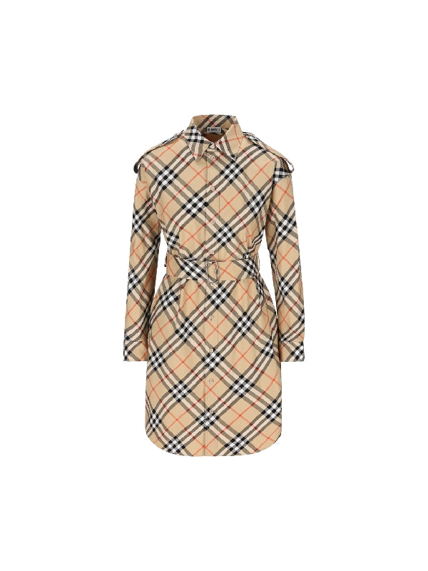 Belted Check Shirt Dress