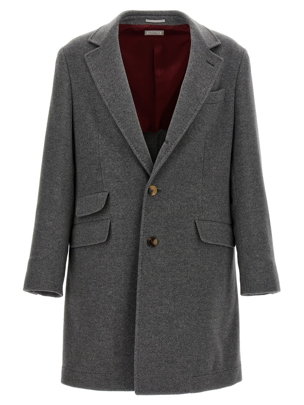 单排扣羊绒大衣