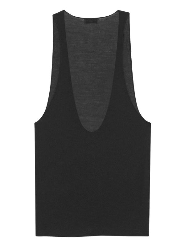 Plunge Neck Silk Tank Top