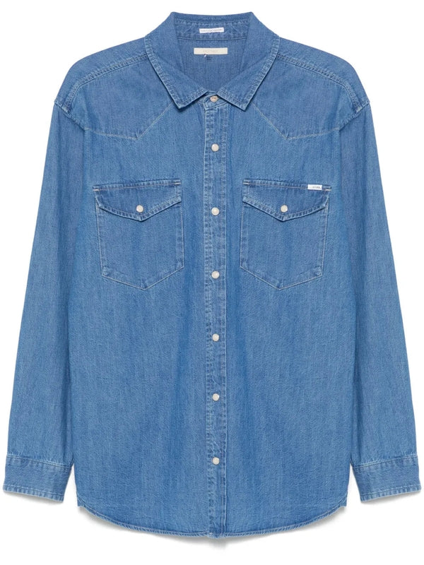 Flap Pocket Cotton Denim Shirt