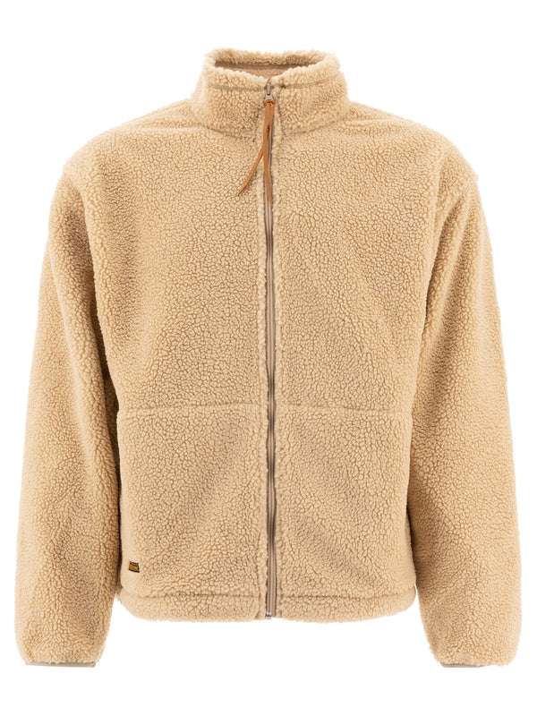 High-Neck Shearling Zip-Up Jacket