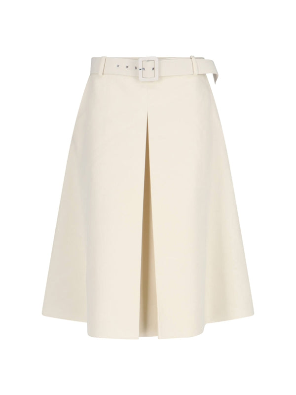 Belt Cotton Flare Skirt