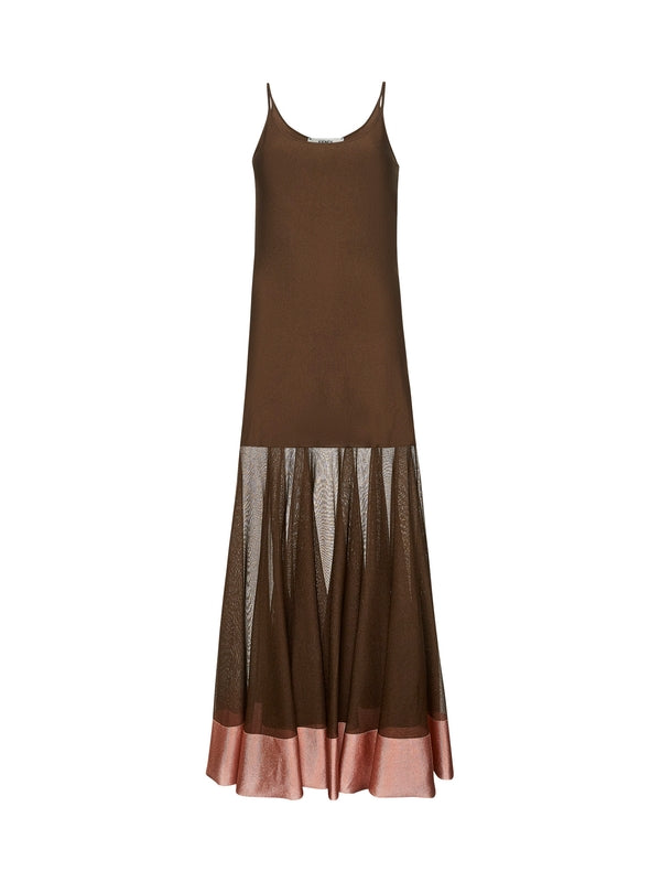 Semi Sheer Detail Long Dress