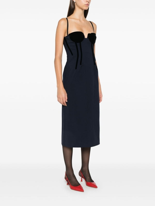 Anemone Velvet Detail Wool Blend Dress