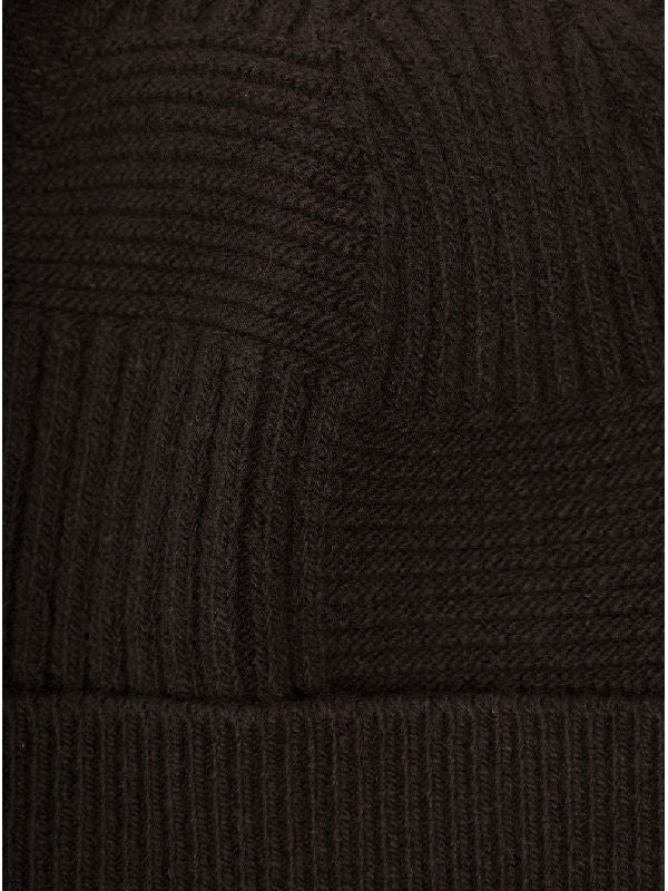 Wool Blend Rib Brown Beanie