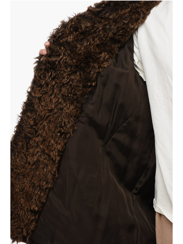 Brown Merino Wool Cotton Fur Jacket