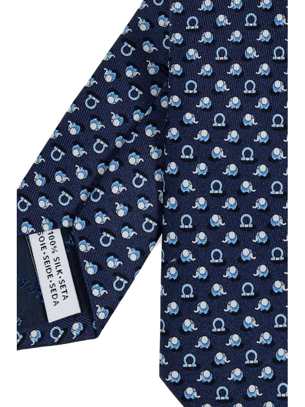 Gancini Pattern Silk Tie