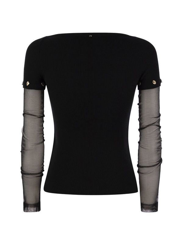 Alcide Sheer Sleeve Panel Long Sleeve Top