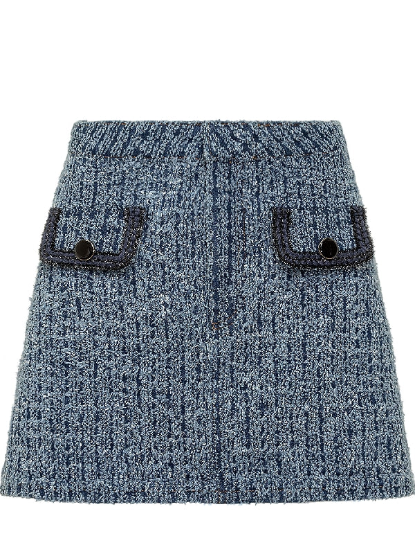 Textured Denim Mini Skirt