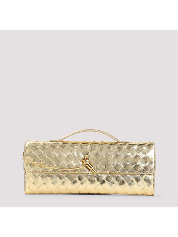 Andiamo Intrecciato Metallic Leather Clutch Bag