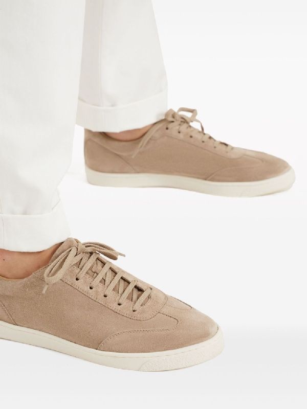 Beige Suede Low-top Sneakers