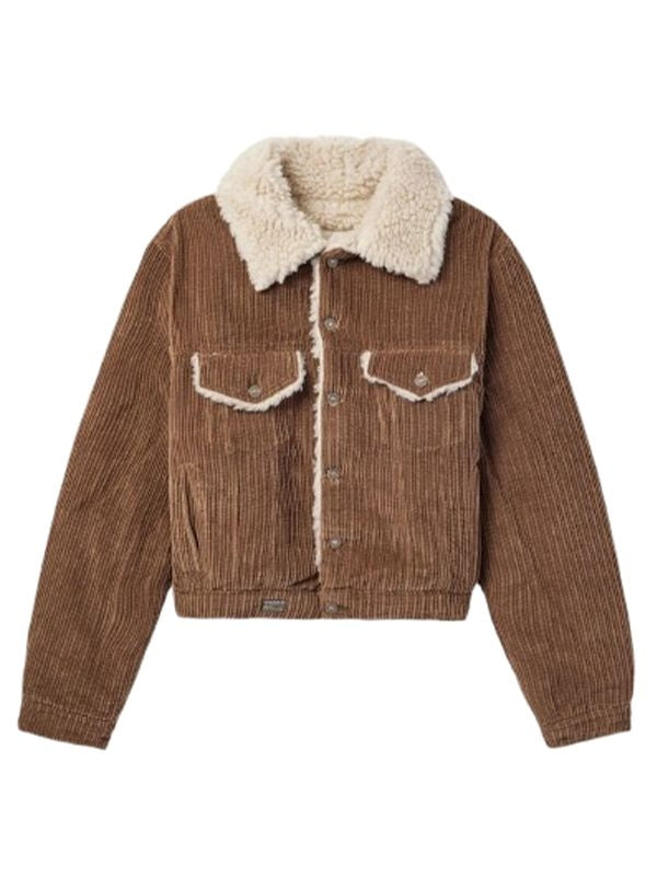 Shearling Collar Corduroy Jacket