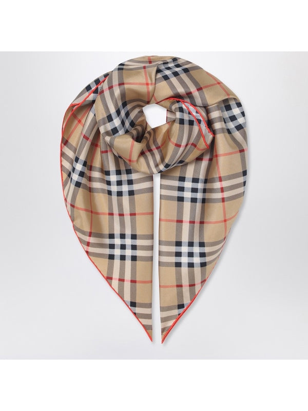 Check Pattern Silk Scarf