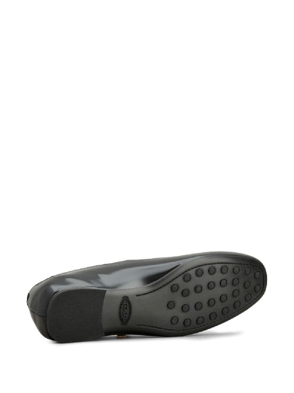 Black Leather Flat Shoes