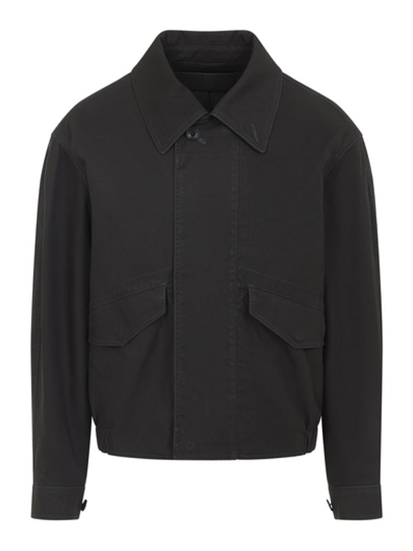 Brown Boxy Cotton Bomber Jacket