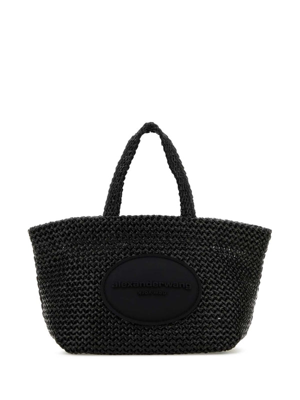 Logo Patch Raffia Small Tote Bag