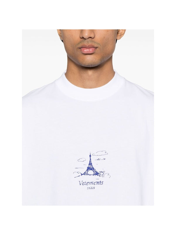 Paris Printing Crewneck Short
  Sleeve T-shirt