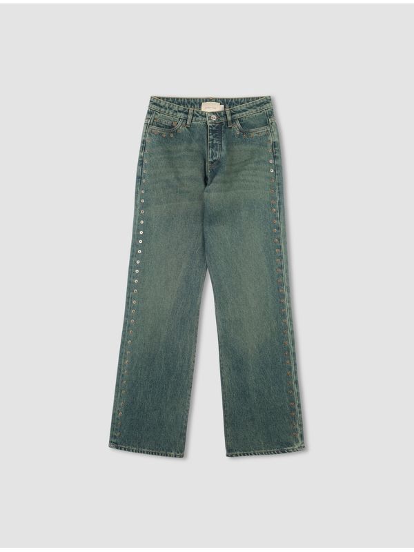 Studded Vintage Washed Denim Pants