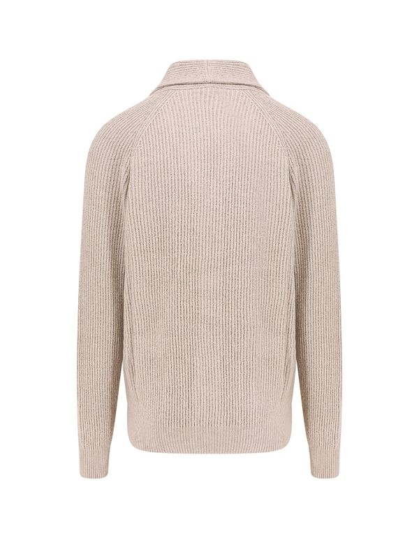 Beige Ribbed Cotton Cardigan