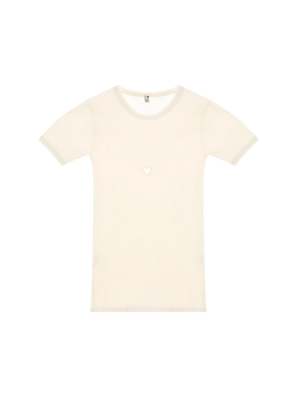 Heart Cut-out Cotton Short-sleeve T-shirt