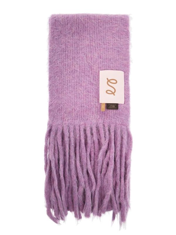 Logo Label Fringe Alpaca Scarf