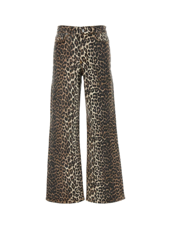 Logo Patch Leopard Pants