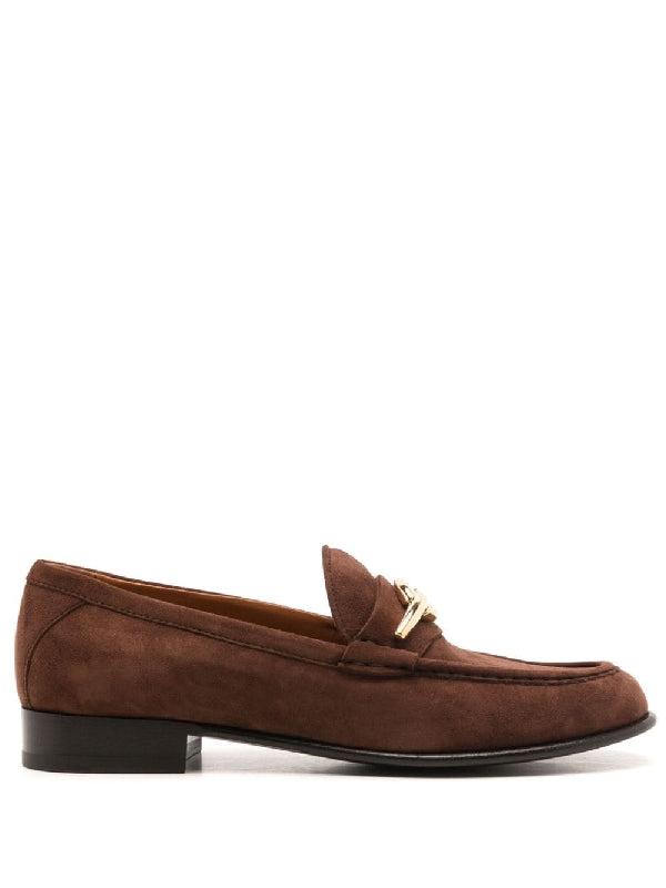 V Logo Signature Leather Loafers