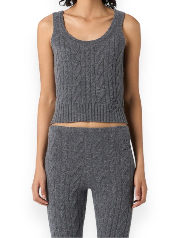 Cable Wool Cashmere Sleeveless Knit