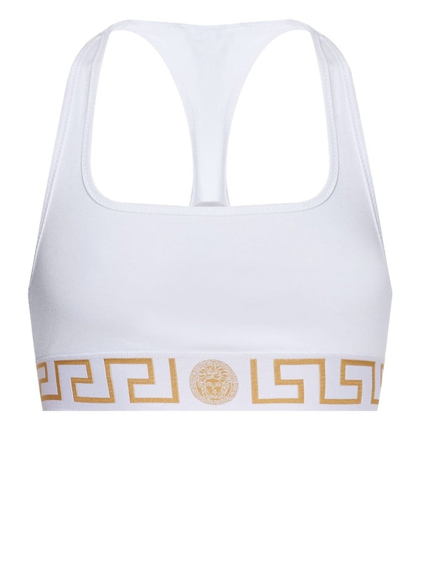 Greca Logo Banded Sports Bra Top