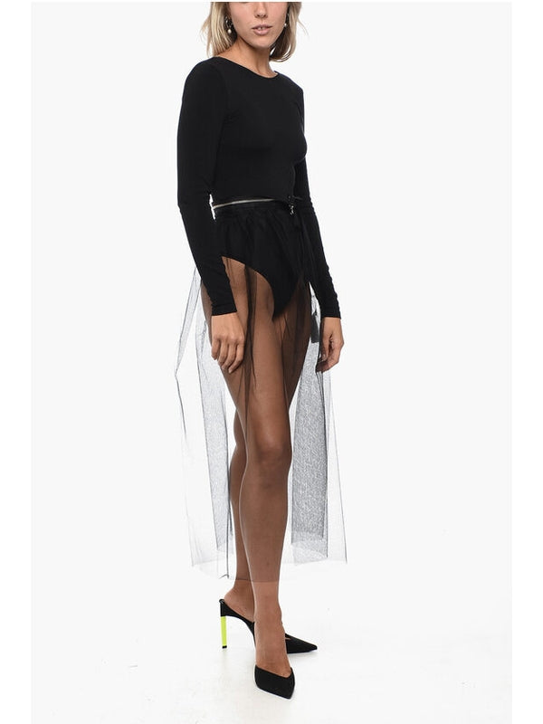 Zipper Waist Semi Sheer Skirt