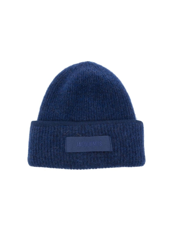 Logo Patch Ribbed Beanie