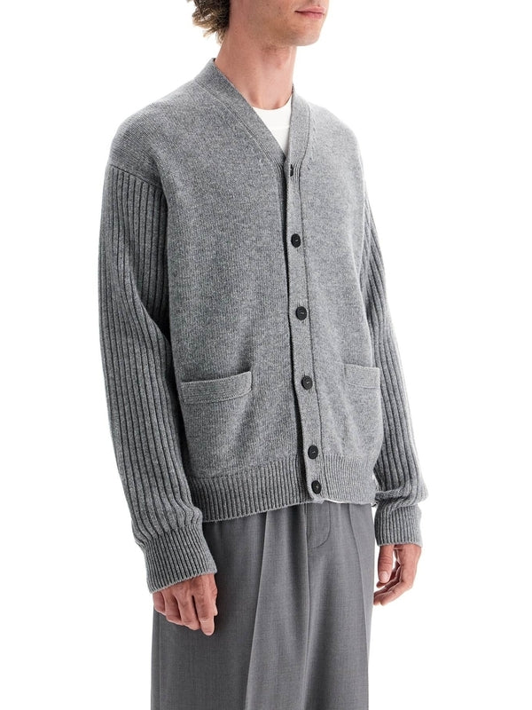 V-neck Pocket Wool Cardigan