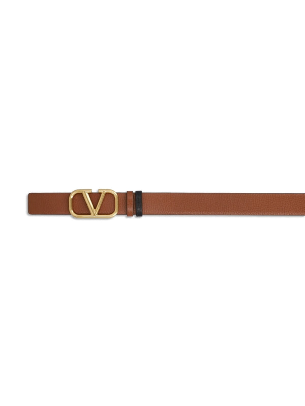 V Logo Reversible Leather Belt