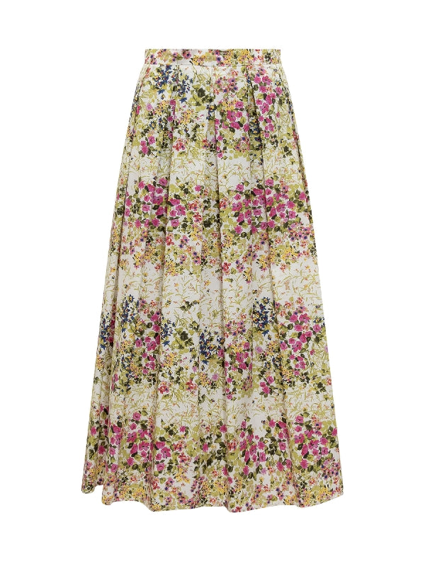 Floral Printed Pleated Skirt