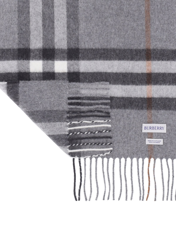 Check Cashmere Fringe Muffler