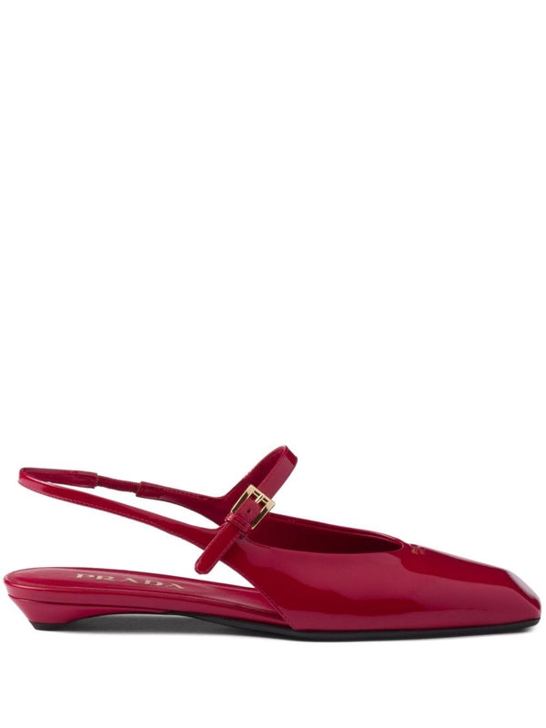 Logo Detail Patent Slingback Sandals