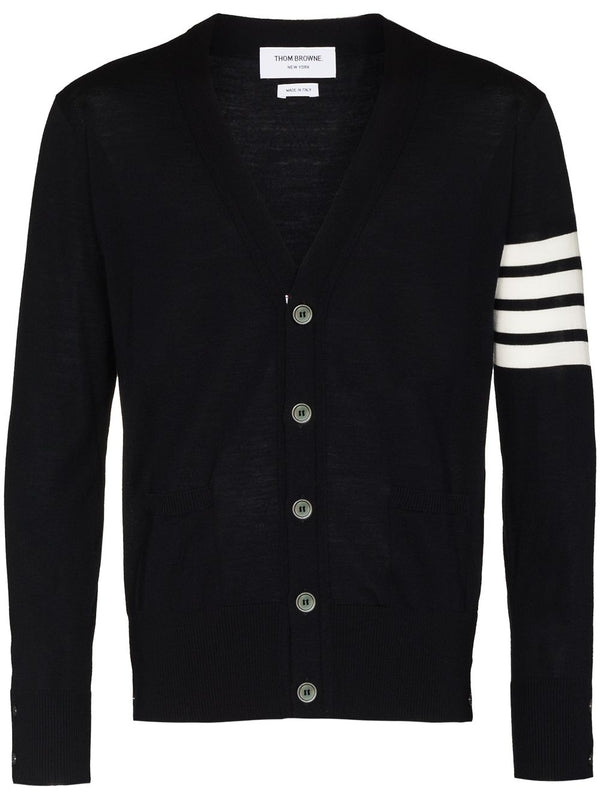 4-Bar V-Neck Wool Cardigan