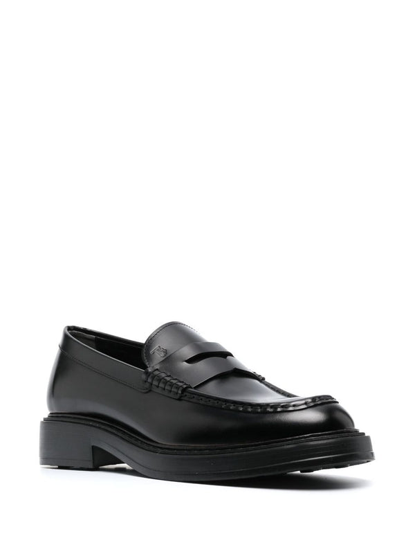 Black Leather Penny Loafers