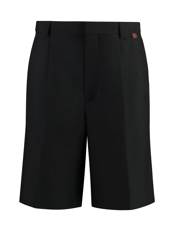 Web Label Wool Blend Bermuda Shorts