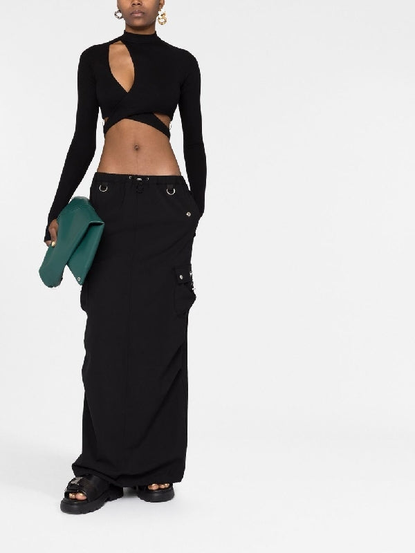 Cargo Pocket Detail Long Skirt