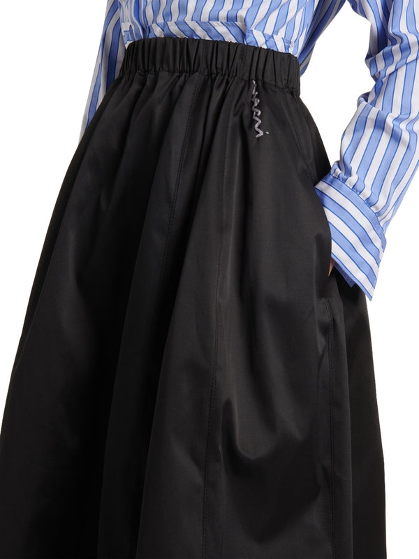 Black Logo Waistband Midi Skirt