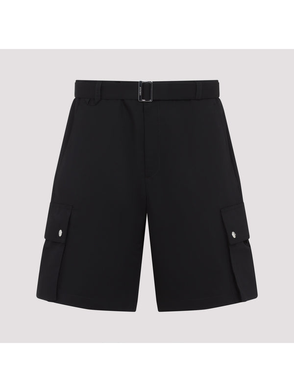 Belt Detail Cotton Linen Cargo Shorts