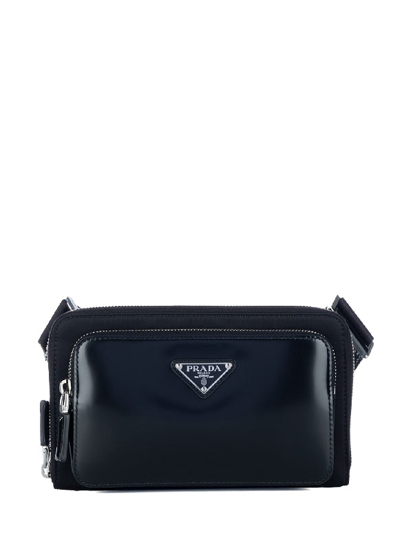 Triangular Logo Leather
  Crossbody Bag